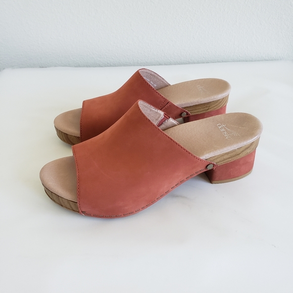 Dansko Shoes - Dansko Maci Slide Coral Soft Nubuck Wooden Heel  Clogs size 39 or US 8.5 / 9